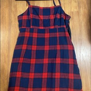 Red and Navy blue flannel dress